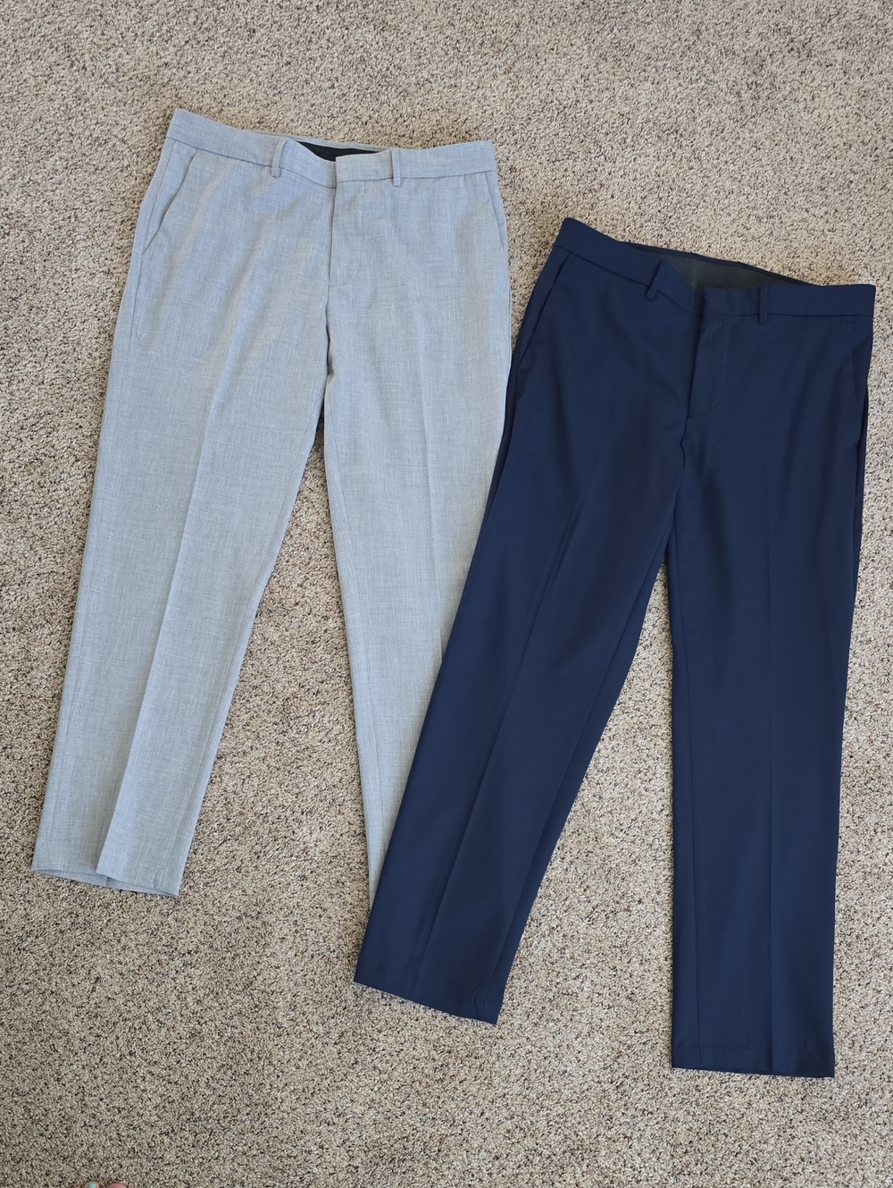 Haggar Slim Fit Sz 34/30 Light Gray and Navy Men’s Dress Pants - Two Pair